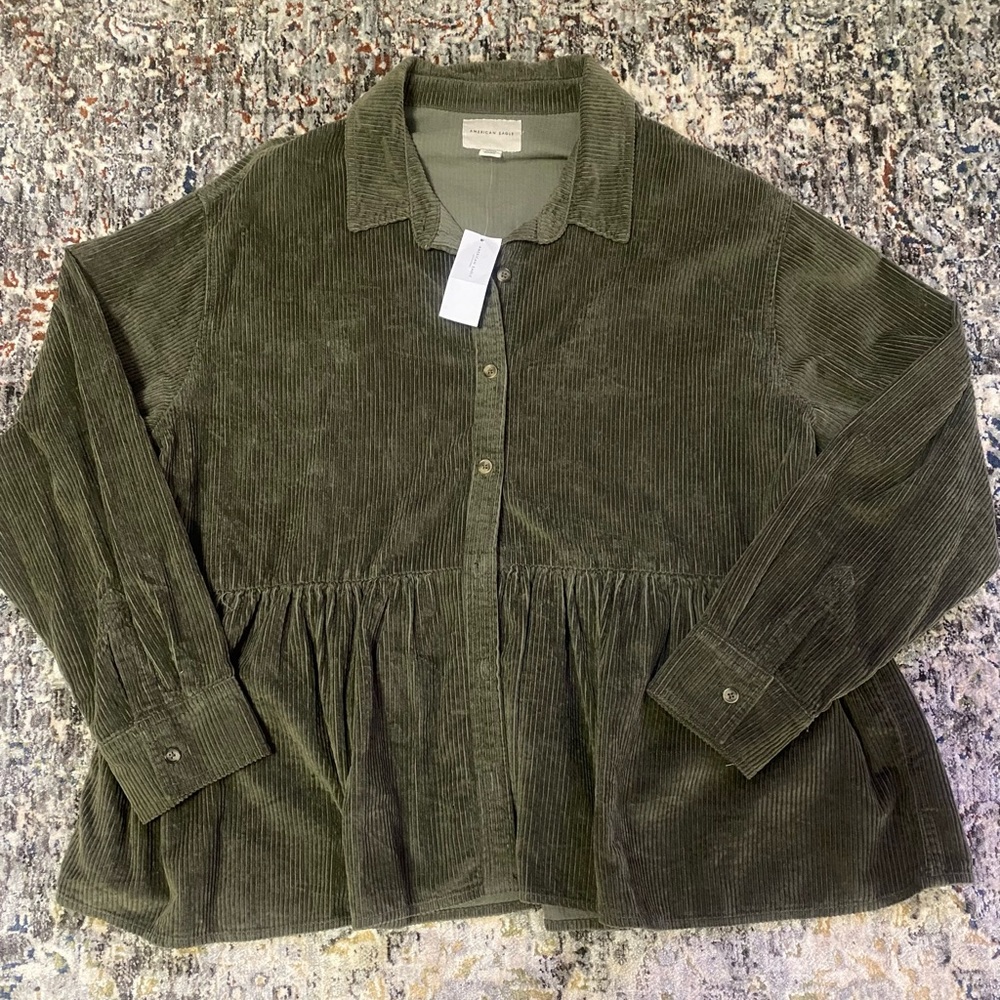 American Eagle Corduroy Peplum Top
